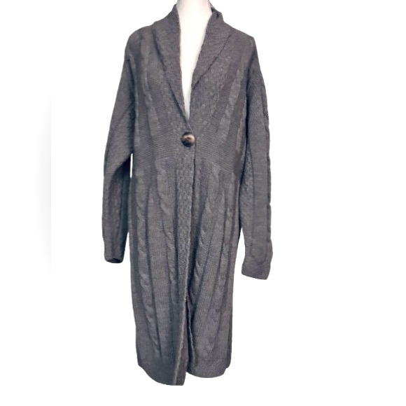 Aran Crafts Sweaters - Aran Crafts Wool Gray Cable Knit Cardigan Irish XL 1X 2X Long Button Plus XXL